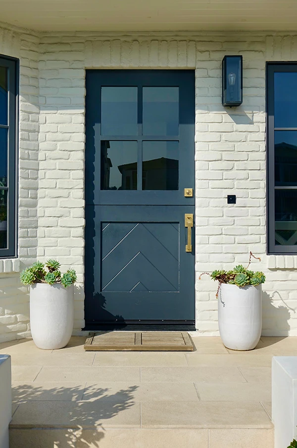 prussian blue door with door latch hardware